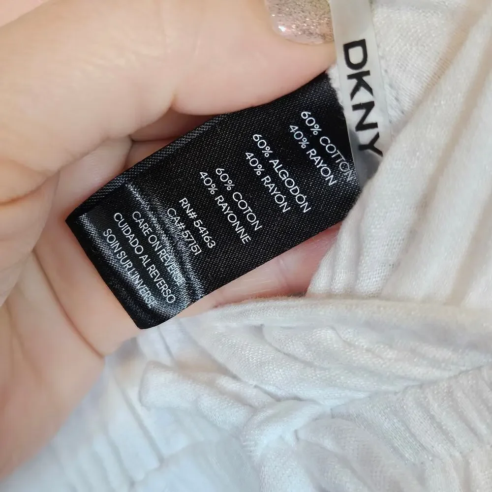 DKNY White V Neck Front Tie Maxi Dress Cover Up Women's Medium‎ Beach Pool
